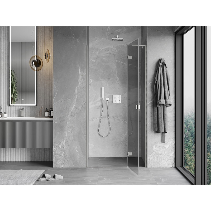 Mexen Mist-H L right-hinged shower door 70 cm, transparent, brushed nickel - 8A5L-070-000-97-00-P