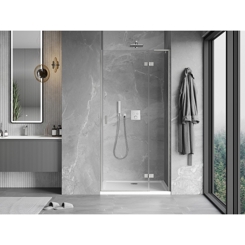 Mexen Mist-H L right swing shower door 80 cm, transparent, brushed nickel - 8A5L-080-000-97-00-P