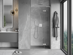 Mexen Mist-H L right swing shower door 80 cm, transparent, brushed nickel - 8A5L-080-000-97-00-P