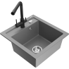 Mexen Vito 1-Bowl Granite Sink with Duero Kitchen Faucet, Gray - 6503-71-671600-70