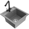 Mexen Vito granite sink 1-bowl with Duero kitchen tap, grey - 6503-71-671600-70
