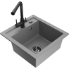 Mexen Vito 1-bowl granite kitchen sink with Duero kitchen faucet, gray - 6503-71-671600-70-B