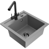 Mexen Vito granite sink 1-bowl with Duero kitchen tap, grey - 6503-71-671600-70-B