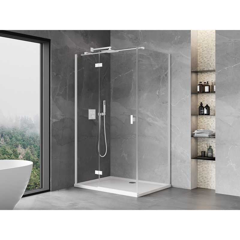 Mexen Mist-H T left-hinged shower enclosure 105 x 70 cm, transparent, white - 8A5T-105-070-20-00-L