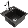 Mexen Vito 1-bowl granite sink with Duero kitchen faucet, black/gold metallic - 6503-75-671600-00