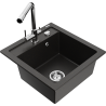 Mexen Vito Granite Sink 1-Bowl with Duero Kitchen Tap, Black/Gold Metallic - 6503-75-671600-00