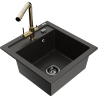 Mexen Vito 1-bowl granite kitchen sink with Duero tap, black/gold metallic - 6503-75-671600-50-B