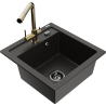 Mexen Vito granite kitchen sink 1-bowl with Duero kitchen faucet, black/gold metallic - 6503-75-671600-50-B
