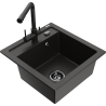 Mexen Vito 1-bowl granite sink with Duero kitchen faucet, black/gold metallic - 6503-75-671600-70-B