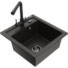 Mexen Vito 1-bowl granite sink with Duero kitchen tap, black/golden metallic - 6503-75-671600-70-B