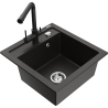 Mexen Vito 1-bowl granite sink with Duero kitchen tap, black/gold metallic - 6503-75-671600-70