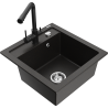 Mexen Vito 1-compartment granite sink with a kitchen mixer tap Duero, Black/Gold metallic - 6503-75-671600-70