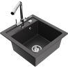 Mexen Vito granite kitchen sink 1-bowl with Duero kitchen faucet, black speckled - 6503-76-671600-00