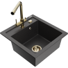 Mexen Vito granite kitchen sink 1-bowl with Duero kitchen faucet, black speckled - 6503-76-671600-50