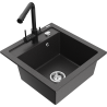 Mexen Vito granite kitchen sink 1-bowl with Duero kitchen faucet, black speckled - 6503-76-671600-70