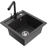 Mexen Vito granite sink 1-bowl with Duero kitchen tap, black speckled - 6503-76-671600-70