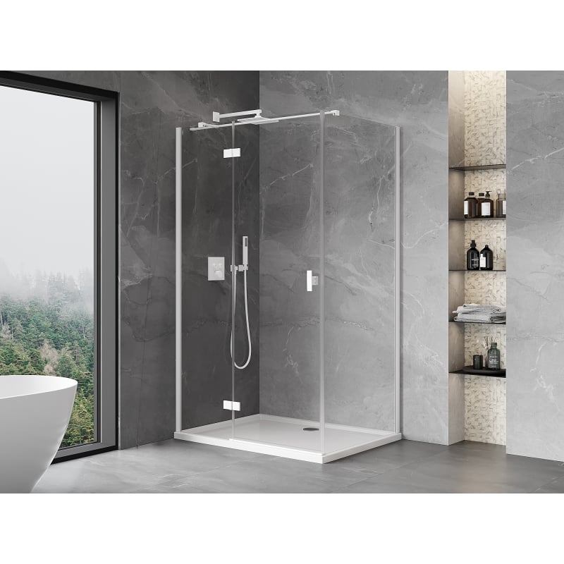 Mexen Mist-H T Hinged Shower Cabin Left 110 x 120 cm, Transparent, White - 8A5T-110-120-20-00-L