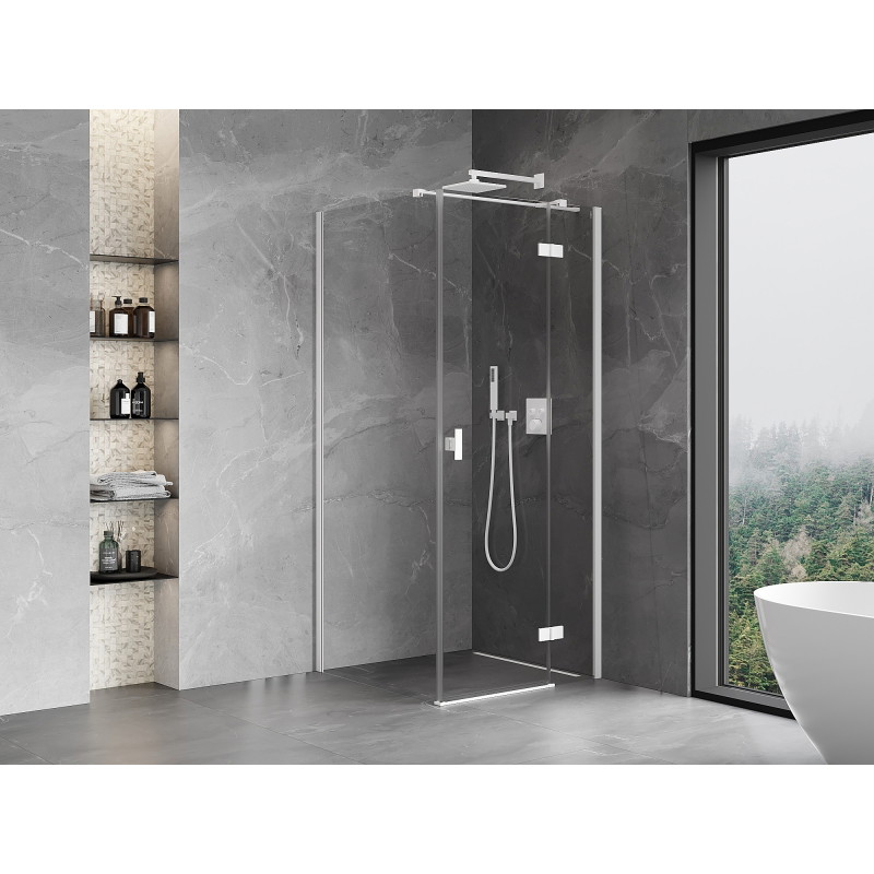 Mexen Mist-H T right-hinged shower cabin 70 x 70 cm, transparent, white - 8A5T-070-070-20-00-P