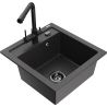 Mexen Vito granite sink 1-bowl with Duero kitchen faucet, black speckled - 6503-76-671600-70-B