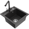 Mexen Vito 1-bowl granite sink with Duero kitchen faucet, speckled black - 6503-76-671600-76