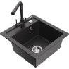 Mexen Vito 1-bowl granite sink with Duero kitchen tap, black speckled - 6503-76-671600-76