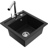 Mexen Vito 1-bowl granite sink with Duero kitchen faucet, black - 6503-77-671600-00