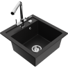 Mexen Vito granite kitchen sink single-bowl with Duero kitchen tap, black - 6503-77-671600-00