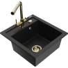 Mexen Vito 1-bowl granite sink with kitchen faucet Duero, black - 6503-77-671600-50