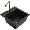 Mexen Vito granite kitchen sink 1-bowl with Duero kitchen tap, black - 6503-77-671600-50-B