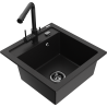 Mexen Vito granite kitchen sink 1-bowl with Duero kitchen faucet, black - 6503-77-671600-70-B