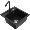 Mexen Vito granite kitchen sink 1-bowl with Duero kitchen faucet, black - 6503-77-671600-70