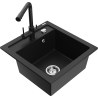 Mexen Vito granite kitchen sink with 1 bowl and Duero kitchen tap, black - 6503-77-671600-70