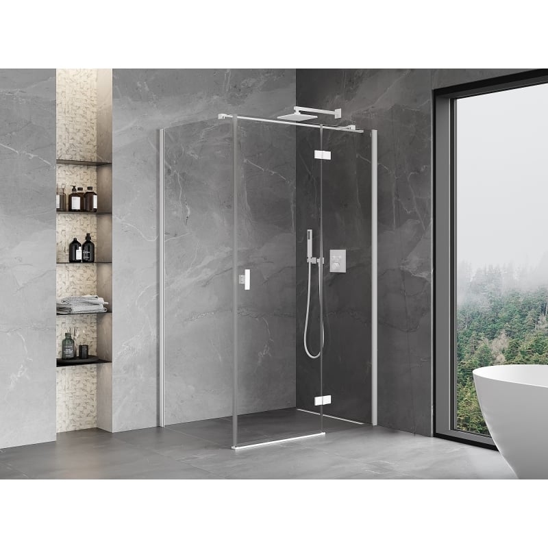 Mexen Mist-H T right-hinged shower cabin 70 x 90 cm, transparent, white - 8A5T-070-090-20-00-P
