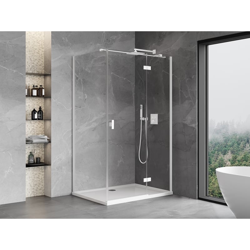 Mexen Mist-H T right-hinged shower cabin 85 x 90 cm, transparent, white - 8A5T-085-090-20-00-P