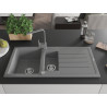 Mexen Andres 1.5-bowl granite sink with drainer and Rita kitchen faucet, gray - 6515-71-670300-71
