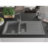 Mexen Andres granite sink 1.5-bowl with drainer and Rita kitchen tap, grey - 6515-71-670300-71