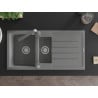 Mexen Andres granite sink 1.5-bowl with drainer and Rita kitchen tap, grey - 6515-71-670300-71