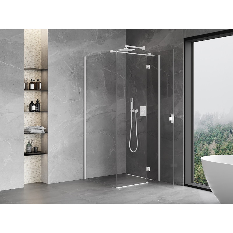 Mexen Mist-H T right-hinged shower enclosure 100 x 100 cm, transparent, white - 8A5T-100-100-20-00-P