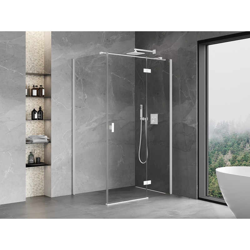 Mexen Mist-H T right-hinged shower enclosure 105 x 110 cm, transparent, white - 8A5T-105-110-20-00-P