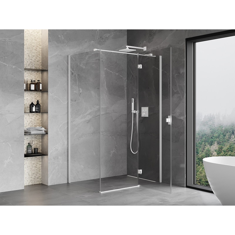 Mexen Mist-H T hinged right shower enclosure 80 x 120 cm, transparent, white - 8A5T-080-120-20-00-P