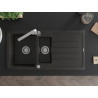 Mexen Andres granite sink 1.5-bowl with drainer and Rita kitchen faucet, black/gold metallic - 6515-75-670300-00