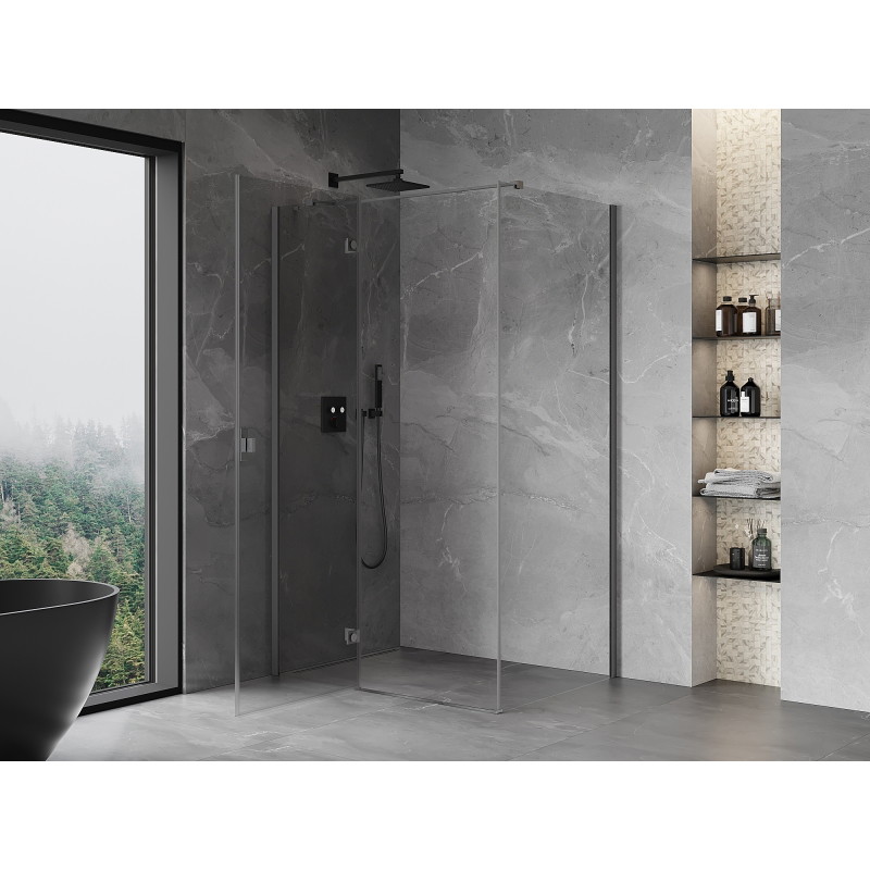 Mexen Mist-H T left-hinged shower cabin 85 x 90 cm, transparent, brushed gun gray - 8A5T-085-090-66-00-L