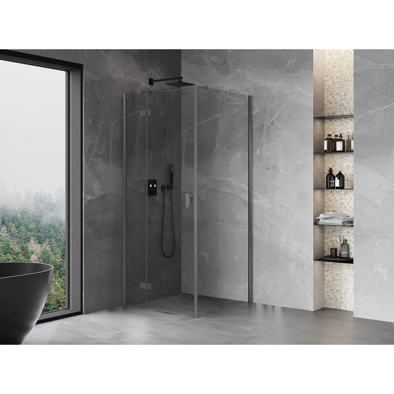 Mexen Mist-H T left hinged shower cabin 95 x 95 cm, transparent, brushed gun gray - 8A5T-095-095-66-00-L