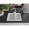 Mexen Carlos 1.5-bowl granite sink with Rita kitchen faucet, white - 6518-20-670300-20