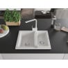 Mexen Carlos 1.5-bowl granite sink with Rita kitchen tap, white - 6518-20-670300-20