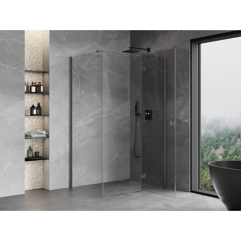 Mexen Mist-H T right-hinged shower cabin 95 x 75 cm, transparent, brushed gun gray - 8A5T-095-075-66-00-P