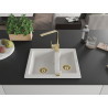 Mexen Carlos 1.5-bowl granite sink with Rita kitchen faucet, white - 6518-20-670300-50