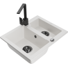 Mexen Carlos 1,5-compartment granite sink with a kitchen mixer tap Rita, White - 6518-20-670300-70