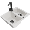 Mexen Carlos granite sink 1.5-bowl with Rita kitchen tap, white - 6518-20-670300-70