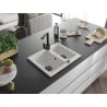 Mexen Carlos granite sink 1.5-bowl with Rita kitchen tap, white - 6518-20-670300-70